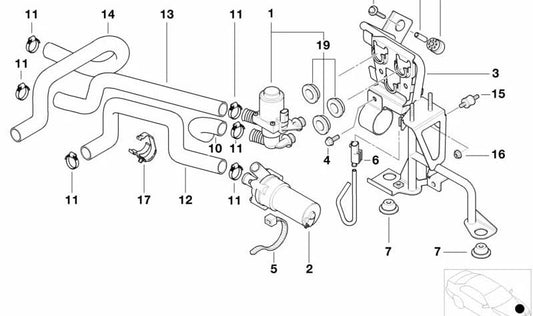 Bomba de agua auxiliar OEM 64116902192 para BMW E52. Original BMW.