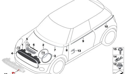 Embellecedor lateral trasero derecho OEM 51357356300 para MINI F57 (todos los modelos compatibles). Original MINI.