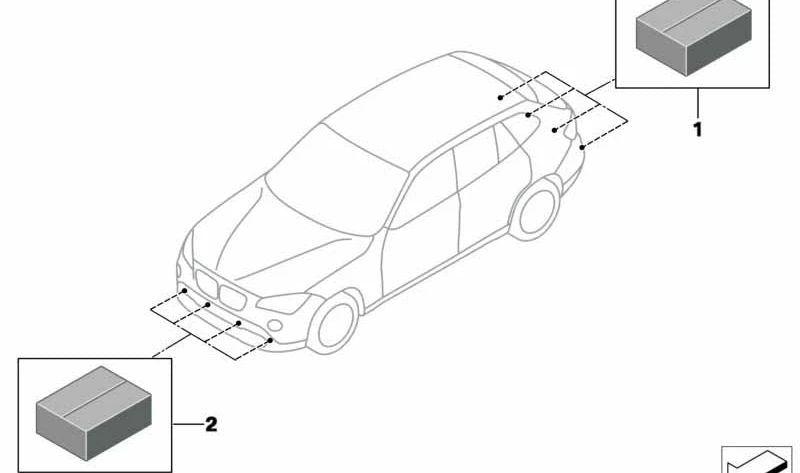 OEM Heckparksensor Kit 66202162440 für BMW X1 E84 (alle kompatiblen Modelle: SDRIVE16D, SDRIVE16I, SDRIVE18D). Original BMW.