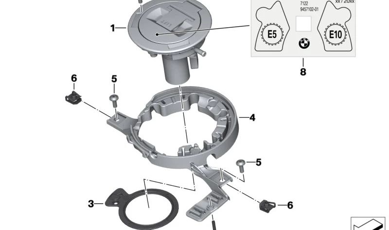 Tapa de depósito de combustible OEM 16118546442 para motos BMW K1600GT, K1600GTL, K1600Bagger. Original BMW Motorrad.