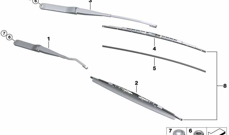 Wiper arm driver side for BMW Z4 E89 (OEM 61617201870). Original BMW