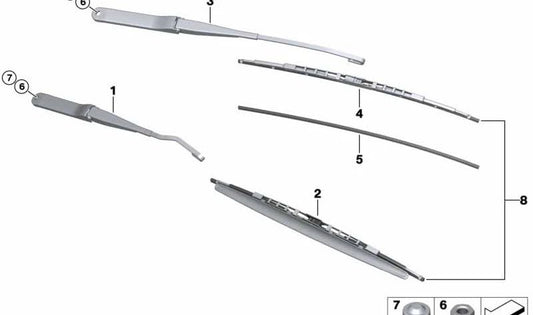Wiper arm driver side for BMW Z4 E89 (OEM 61617201870). Original BMW