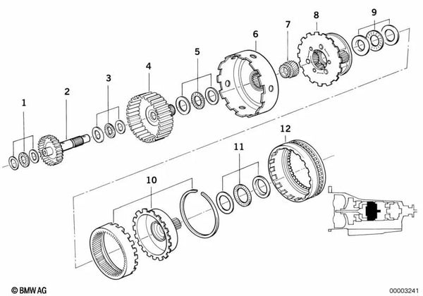 Campana porta-planetaria OEM 24221422515 para BMW Serie 3 E36, Serie 5 E34, Serie 5 E39, Serie 7 E32, Serie 7 E38... y más. Original BMW.