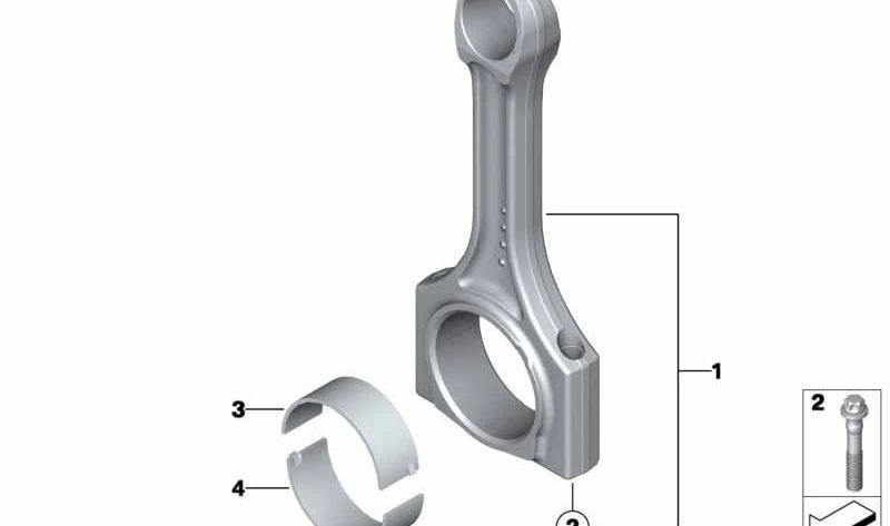 Juego de bielas OEM 11247589540 para BMW E81, E82, E87, E88, E90, E91, E92, E93, E60, E61, F10, F11, E63, E64, E65, E66, F01, F02, E84, E83, F25, E70, E85, E86, E89. Original BMW.
