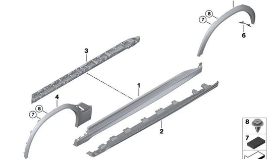Aletín trasero derecho OEM 51778075350 para BMW X6 F96 M Competition (modelos: CY01, CY02, CY03, 21ET, 22ET). Original BMW.
