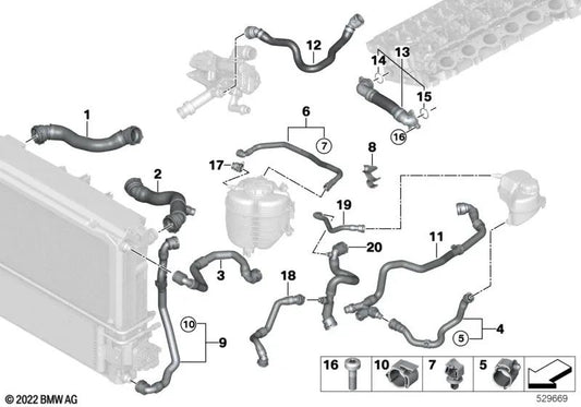 Clipe para BMW G42 Series 3 G20, G21, G28 Series 4 G22, G23, G26 (OEM 17127935198). BMW original.