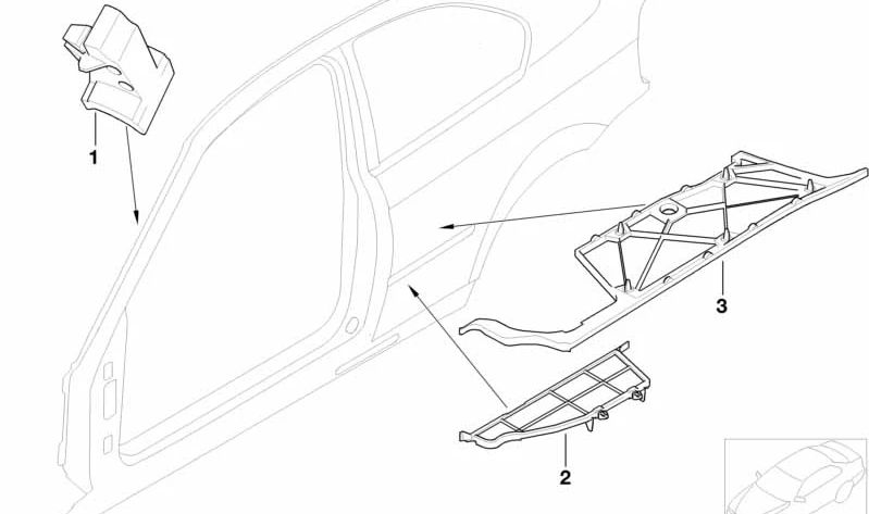 Pieza de entrada trasera derecha para BMW Serie 3 E46 (OEM 41218252840). Original BMW.