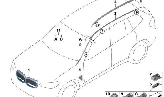 Rejilla Decorativa Frontal para BMW (OEM 51135A1AB79). Original BMW