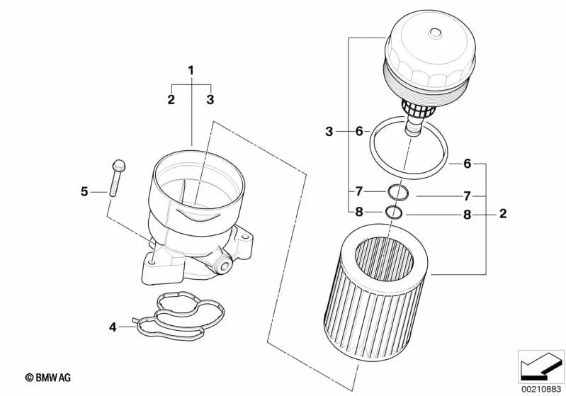 O-ring para BMW E81, E82, E87, E88, E46, E90, E91, E92, E93, E60N, E61N, E84, E83, E85 (OEM 11427514249). BMW original