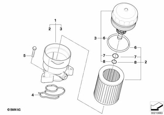 O-ring para BMW E81, E82, E87, E88, E46, E90, E91, E92, E93, E60N, E61N, E84, E83, E85 (OEM 11427514249). BMW original