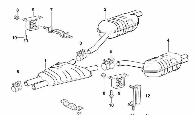 Silencioso trasero derecho OEM 18101702504 para BMW E31. Original BMW.