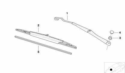 Brazo limpiaparabrisas derecho OEM 61618389550 para BMW Z3 E36 {Z3 1.8, 1.9, 2.0, 2.2i, 2.8} modelos de 1995 a 2002. Original BMW.