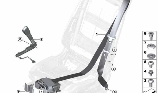 Cintura anteriore destra in alto a destra per BMW F06, F12, F13 (OEM 72117348102). BMW originale