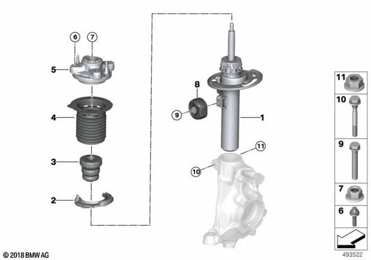 Front right shock absorber for BMW G23 (OEM 31316888666). Original BMW