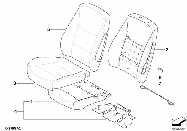 Funda Respaldo de Cuero Derecho para BMW E90, E91 (OEM 52106956378). Original BMW.