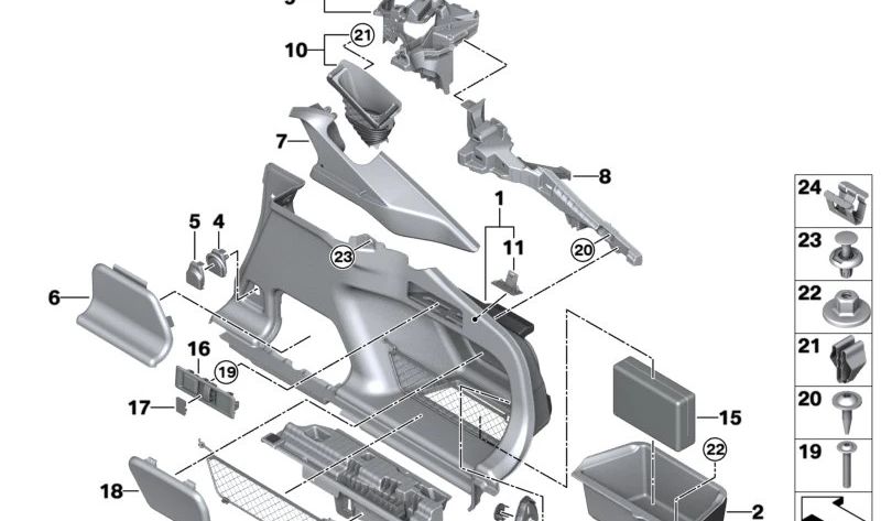 Embellecedor de unidad de control del maletero OEM 51479871072 para BMW G26. Original BMW.