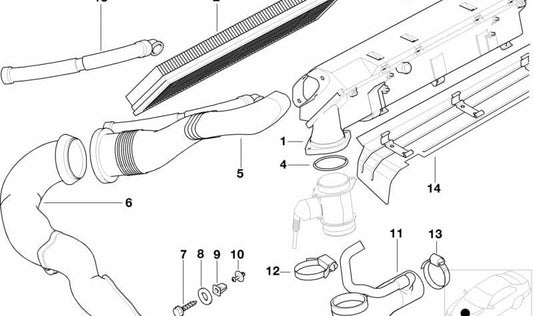 Tubo de admisión de aire OEM 13717785825 para BMW E36, E39 y E38. Pieza original BMW.