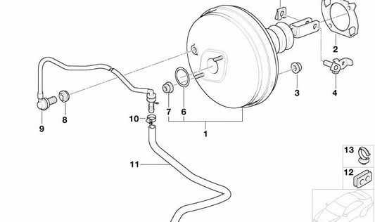 Tubo de vacío OEM 34336751676 para BMW E39. Original BMW.