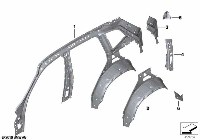 Rear right outer wheel guard for BMW X3 G08N (OEM 41009451364). Original BMW.