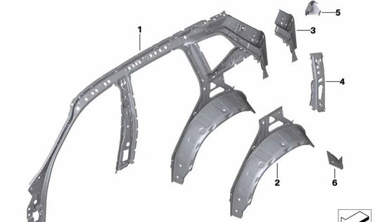 Refuerzo interior pilar D izquierdo OEM 41007493971 para BMW X3 {F97, F97N, G01, G01N, G08, G08E, G08F, G08N}. Repuesto original BMW.