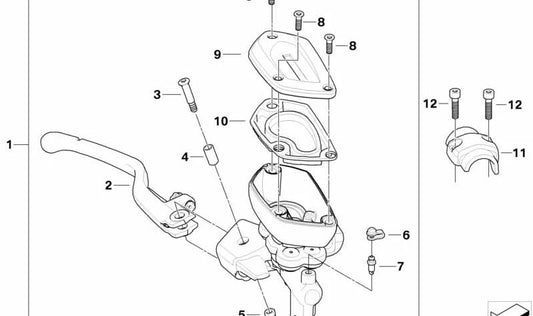 Abrazadera de sujeción manillar OEM 32727719417 para motos BMW R1200RT, R900RT. Original BMW Motorrad.