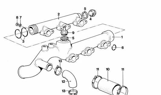 Tubo de refrigeración OEM 11531304111 para BMW E30, E34, E36, E38, E39, Z3, Z8. Conductor del sistema de refrigeración del motor. Original BMW.