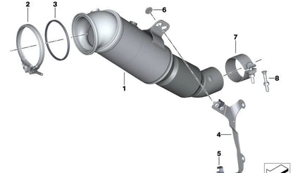 Soporte de catalizador junto al motor OEM 18328664540 para BMW Serie 3 G20, Serie 4 G22, Serie 5 G30, Serie 7 G11 LCI, X3 G01, X5 G05, Z4 G29... y más. Original BMW.