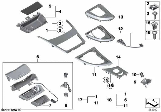 Abdeckung der zentralen Steuereinheit für BMW E81, E82, E87N, E88 (OEM 51169121560). Original BMW