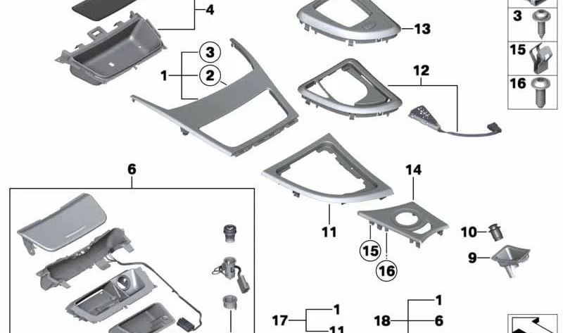 EMBELLECADOR CHANGE LEVER DKG OEM 51169110645 for BMW E82, E88. Original BMW.