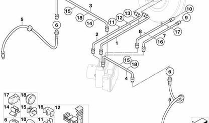 Tubo flexible de freno delantero OEM 34306788442 para MINI R56, R56 LCI, Clubman R55, Cabrio R57, Coupé R58, Roadster R59... y más. Original MINI.