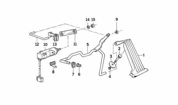 Eje pedal acelerador OEM 35411160968 para BMW E34, E32, E31. Pieza original BMW.