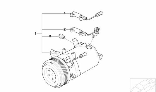 Compresor de aire acondicionado OEM 64509182795 para BMW E46, E83, E85. Original BMW.
