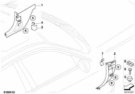 Coperchio laterale anteriore sinistro per BMW E90, E91, E92, E93 (OEM 51437144535). BMW originale.