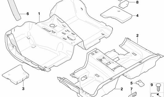 Alfombrilla delantera derecha OEM 51478037836 para BMW E82 M Coupé, E90 M3, E93 M3. Original BMW.