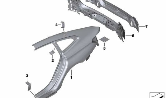 Refuerzo interior pilar C izquierdo OEM 41007437603 para BMW G32 620d, 620d xDrive, 630d. Compatible con modelos desde 2017 hasta 2024. Pieza original BMW.