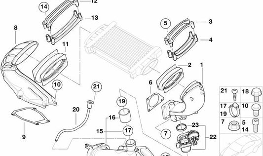 Tubo flexible refrigeración aire de carga OEM 17517541463 para MINI R52, R53 Cooper S. Original MINI.