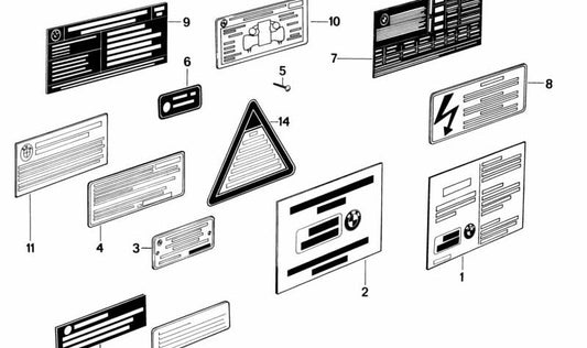 Etiqueta indicativa de presión de neumáticos OEM 71212314154 para BMW E46, E60, E61, E63, E64, E65, E66, E70, E83, E85, E87, E90, E91, E92, F01, F10, F20, F30, F80, G30. Original BMW.