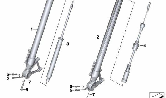 Tubo deslizante derecho OEM 31428555700 para motos BMW R1200RS, R1250RS. Original BMW Motorrad.