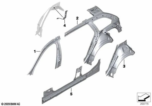Estrutura lateral interna traseira direita para BMW F11, F11N (OEM 41217361408). BMW original