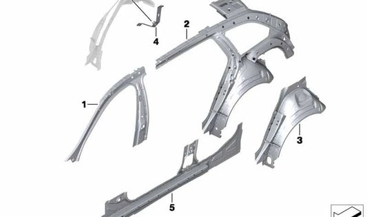 Terme gauche BOOD côté intérieur pour BMW F11 (OEM 41217240463). BMW d'origine