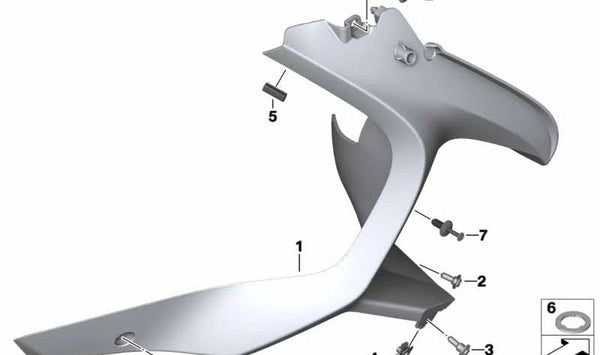 Conducto de ventilación lateral derecho OEM 46638543452 para BMW Motorrad R 1200 GS Adventure (RK51, 2012-2018). Pieza original BMW Motorrad.
