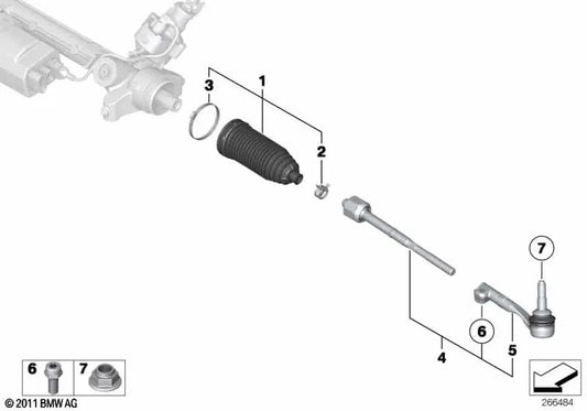 Barra de direção à direita para BMW G42, G20, G21, G28, G22, G23, G26 (OEM 32106880697). BMW original