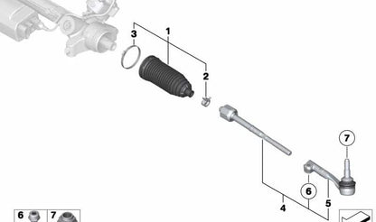 Rótula de dirección izquierda OEM 32106797617 para BMW F20, F20N, F21, F21N, F22, F22N, F23, F23N, F30, F30N, F31, F31N, F34, F34N, F35, F35N, F32, F32N, F33, F33N, F36, F36N. Original BMW.
