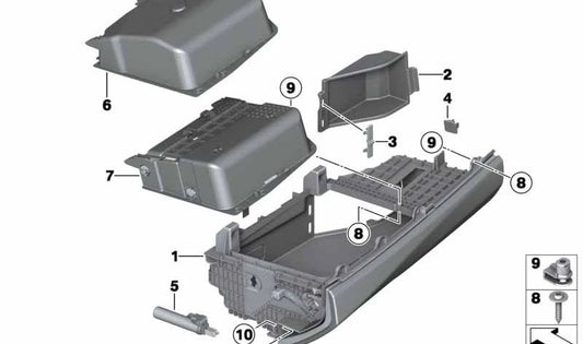 Porta-luvas OEM 51169205977 para BMW F10, F11. BMW originais.