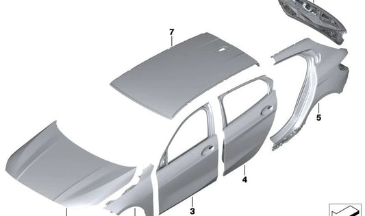 Techo exterior original OEM 41009466163 para BMW F40 y F70. Recambio original BMW, ideal para sustituir el panel del techo dañado o desgastado.