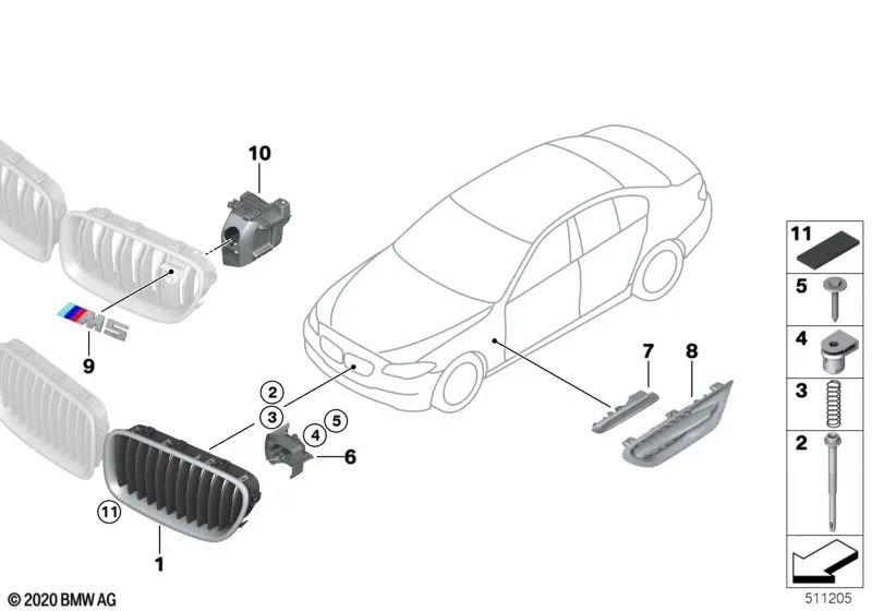 Emblema para varios modelos/series de BMW (OEM 51138059945). Original BMW.