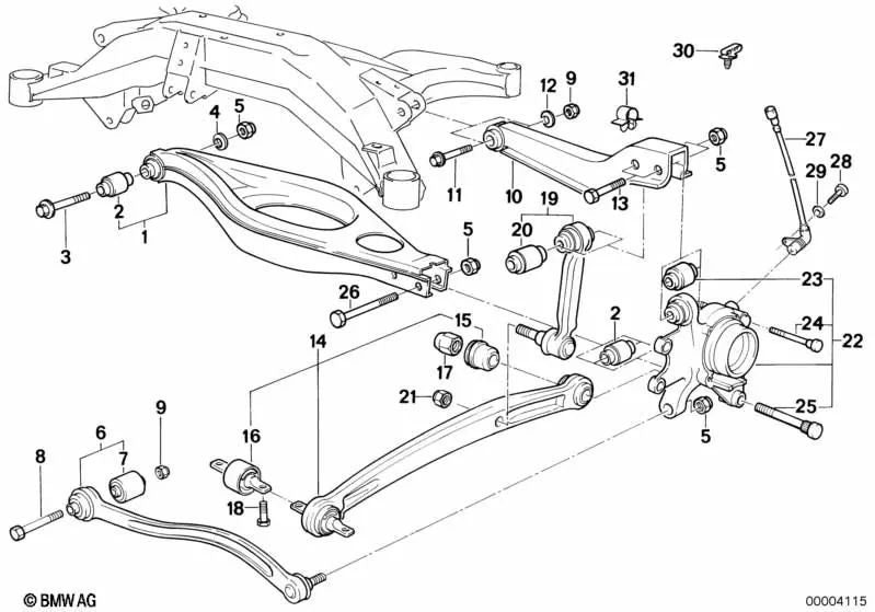 Suspension arm for BMW 8 Series E31 (OEM 33321138015). Original BMW.