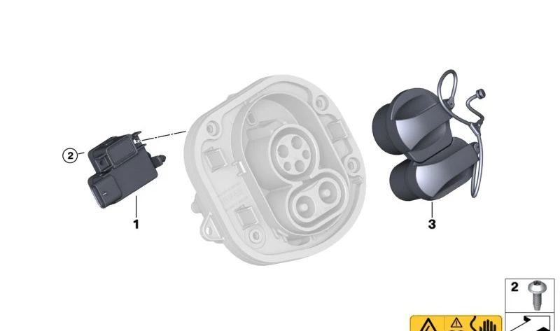 Caperuza para enchufe de carga OEM 12907561599 para MINI F56 BEV, F56 BEV LCI, Cabrio F57 BEV. Original MINI.