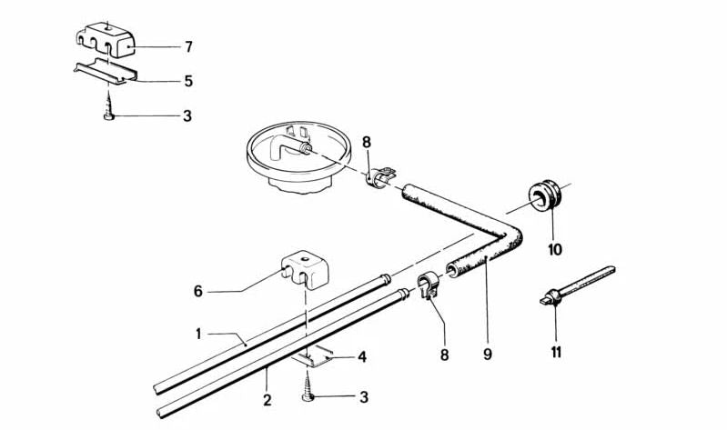 Tubería de alimentación de combustible OEM 16121178468 para BMW E28, E24. Original BMW.