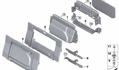 Inserto central pared de maletero OEM 51477363430 para BMW F33, F33N, F83, F83N. Original BMW.